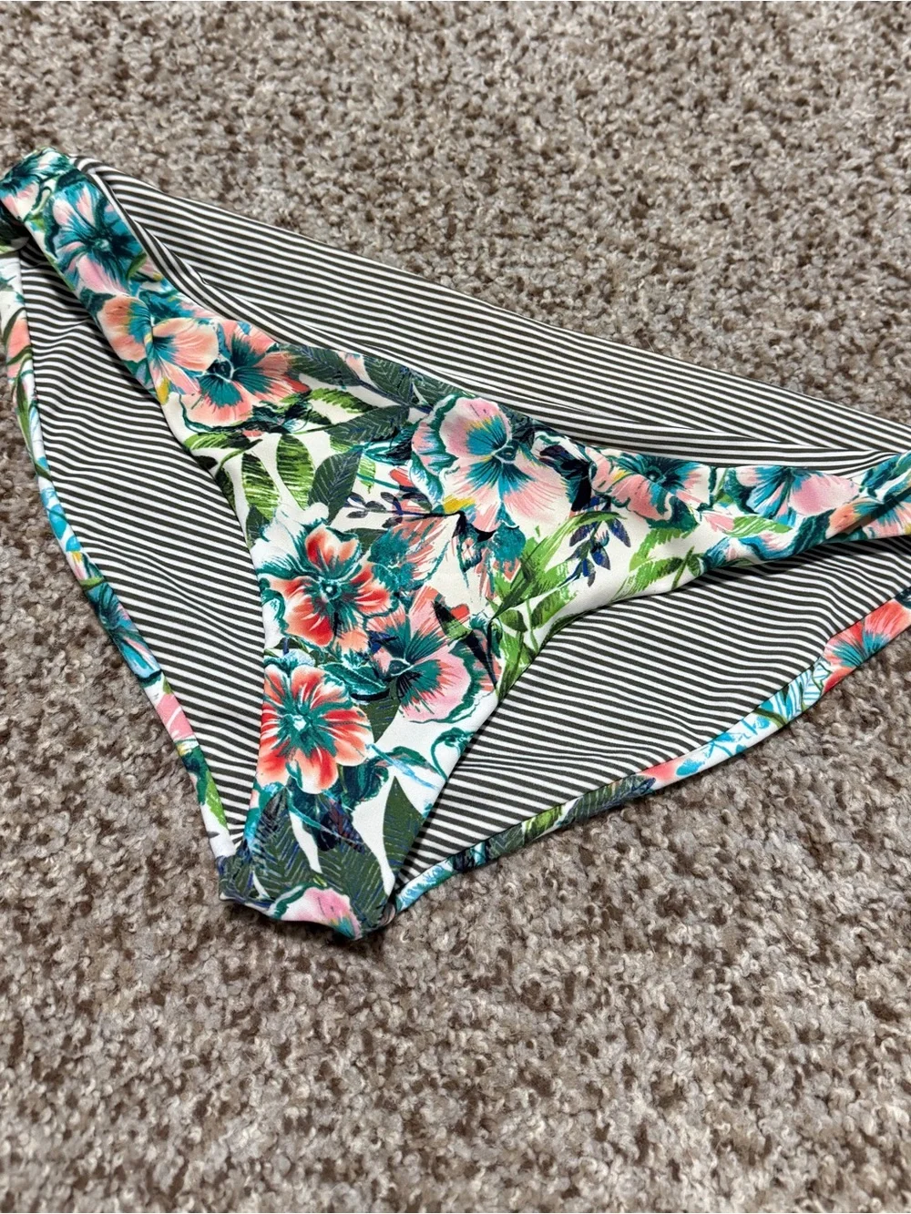 Prana Floral & Striped Reversible Bikini Bottom
